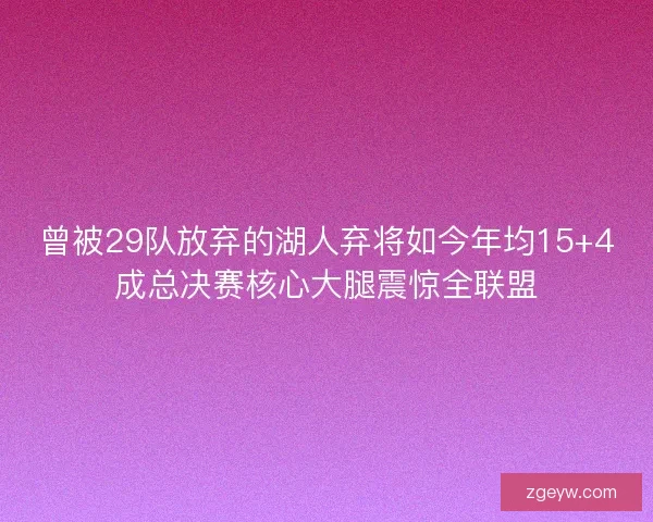 曾被29队放弃的湖人弃将如今年均15+4成总决赛核心大腿震惊全联盟
