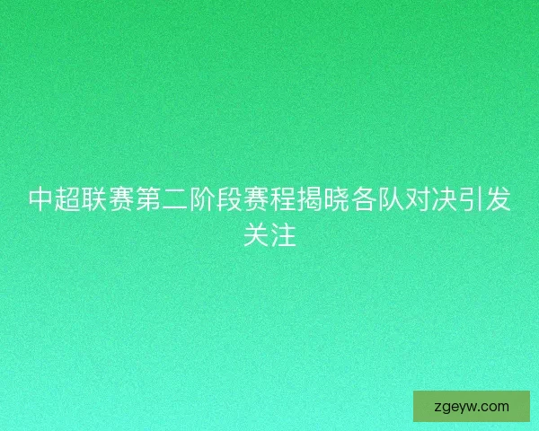 中超联赛第二阶段赛程揭晓各队对决引发关注