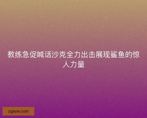 教练急促喊话沙克全力出击展现鲨鱼的惊人力量