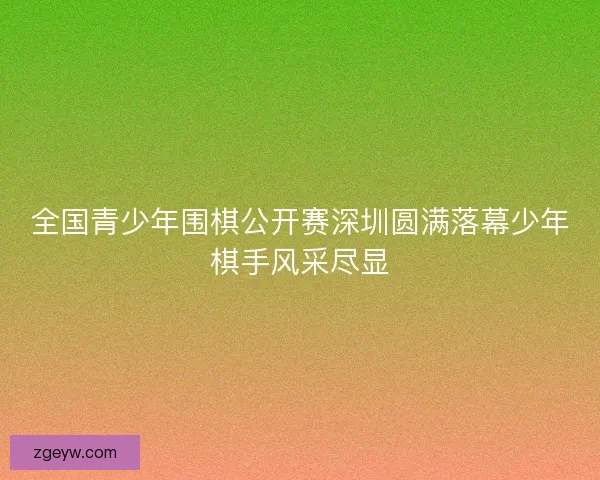 全国青少年围棋公开赛深圳圆满落幕少年棋手风采尽显