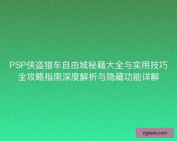 PSP侠盗猎车自由城秘籍大全与实用技巧全攻略指南深度解析与隐藏功能详解